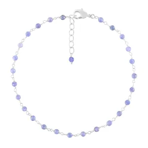Yanara Tanzanite Anklet for Women Dainty Boho Summer Beach Jewelry for Girls Handmade Rosary Charm Ankle Bracelets for her 9 1.5 inch Gifts For Her