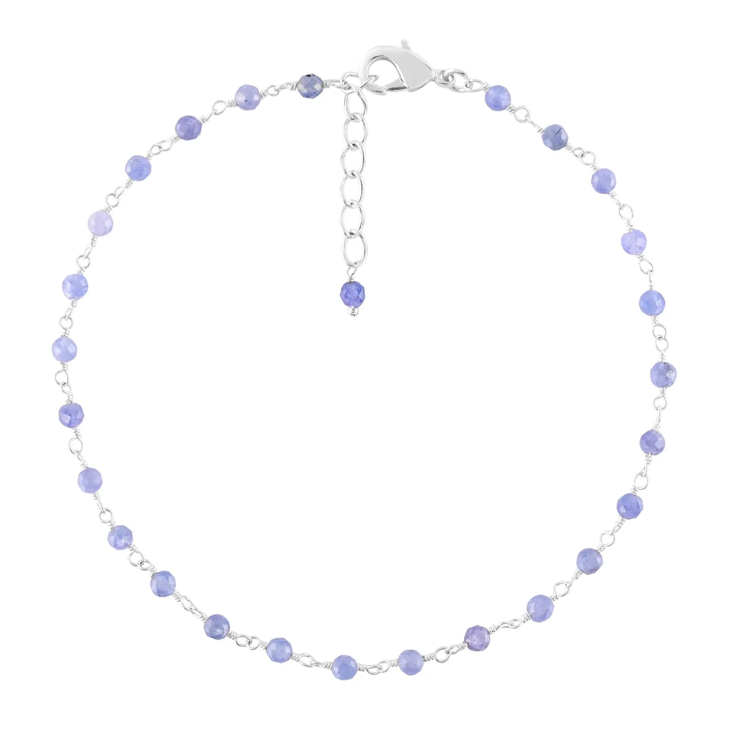 Yanara Tanzanite Anklet for Women Dainty Boho Summer Beach Jewelry for Girls Handmade Rosary Charm Ankle Bracelets for her 9 1.5 inch Gifts For Her