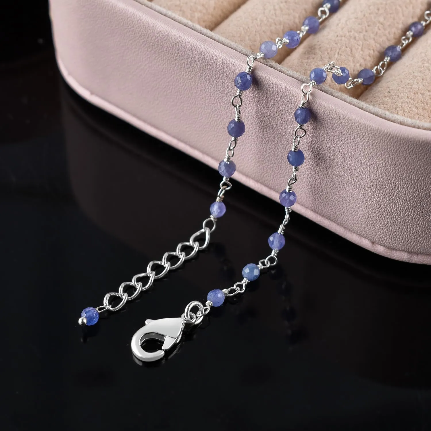 Yanara Tanzanite Anklet for Women Dainty Boho Summer Beach Jewelry for Girls Handmade Rosary Charm Ankle Bracelets for her 9 1.5 inch Gifts For Her