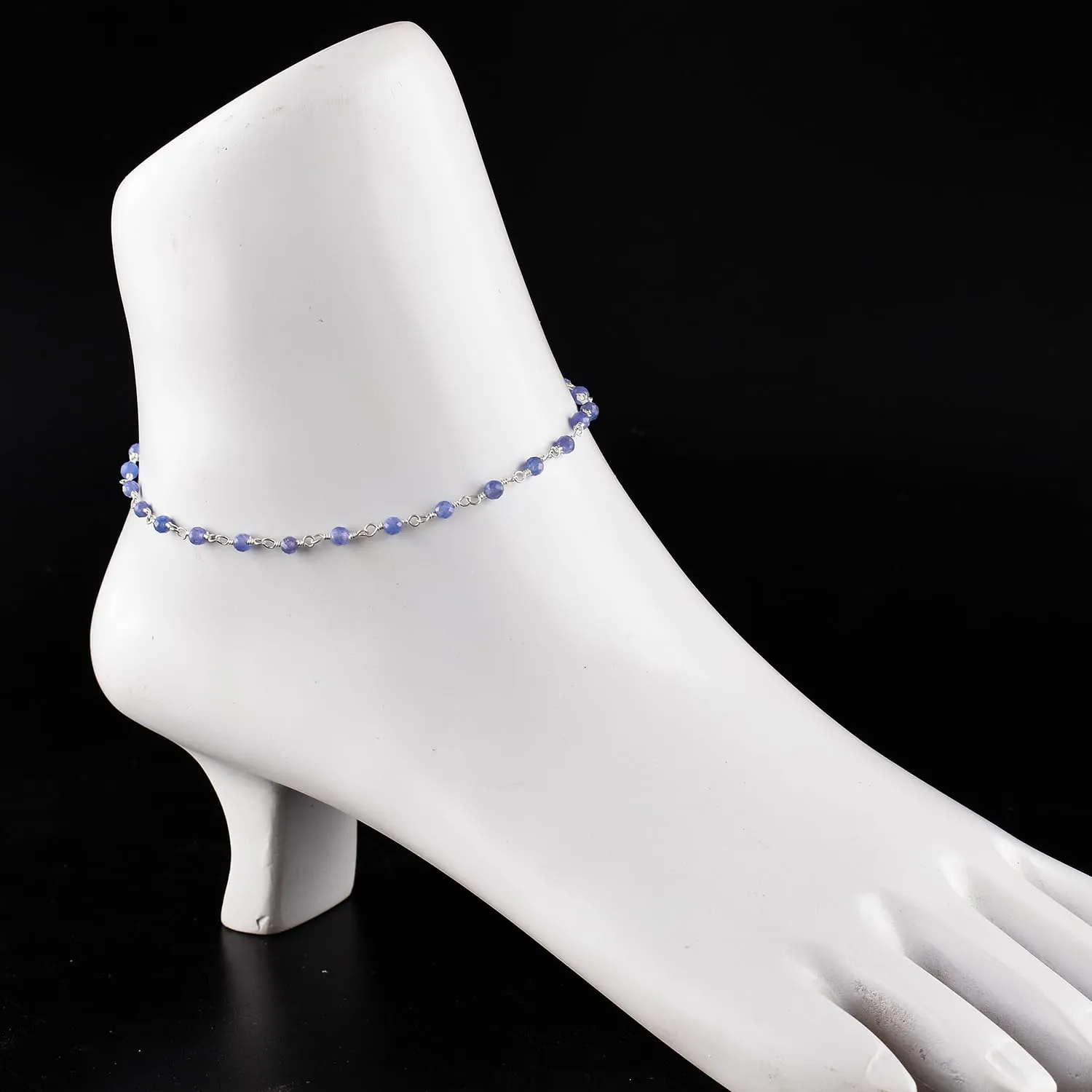 Yanara Tanzanite Anklet for Women Dainty Boho Summer Beach Jewelry for Girls Handmade Rosary Charm Ankle Bracelets for her 9 1.5 inch Gifts For Her