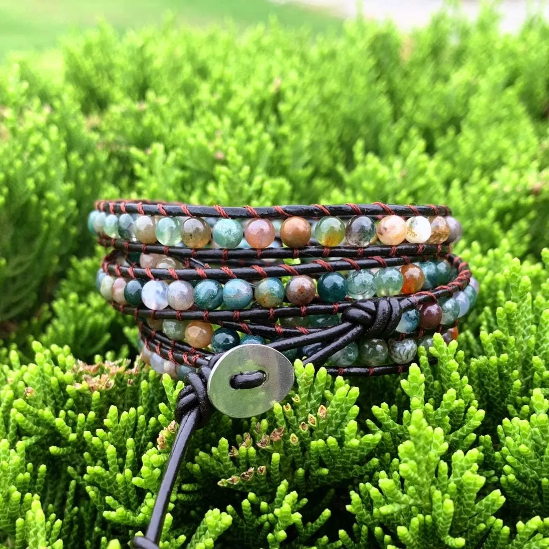 YGLINE Natural Stone Wrap Bracelet for Women Boho Bracelets Healing Crystal Beaded Bracelet Adjustable 3/5 Wraps Bracelet Handmade Birthday Gifts for Women