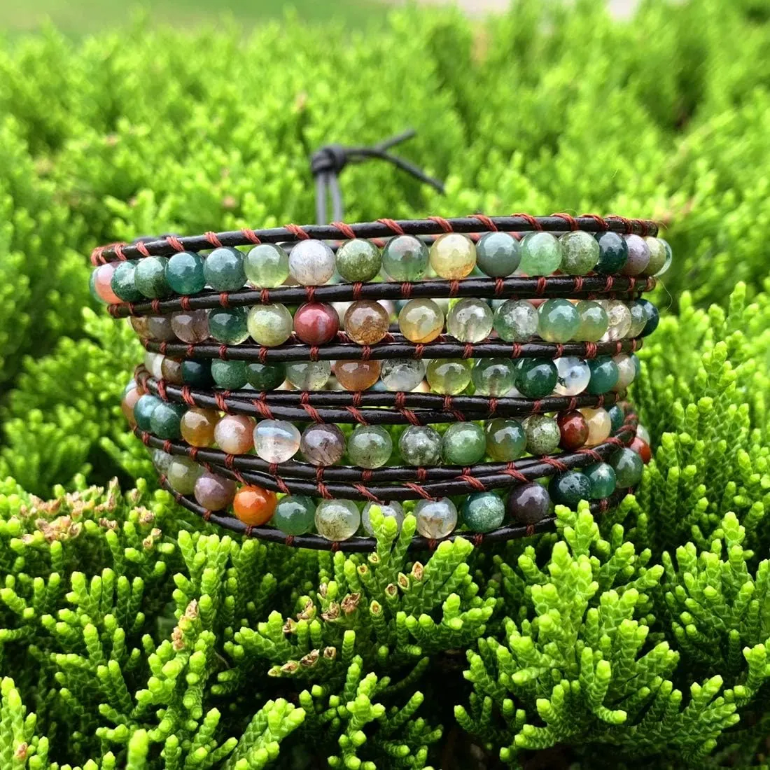 YGLINE Natural Stone Wrap Bracelet for Women Boho Bracelets Healing Crystal Beaded Bracelet Adjustable 3/5 Wraps Bracelet Handmade Birthday Gifts for Women