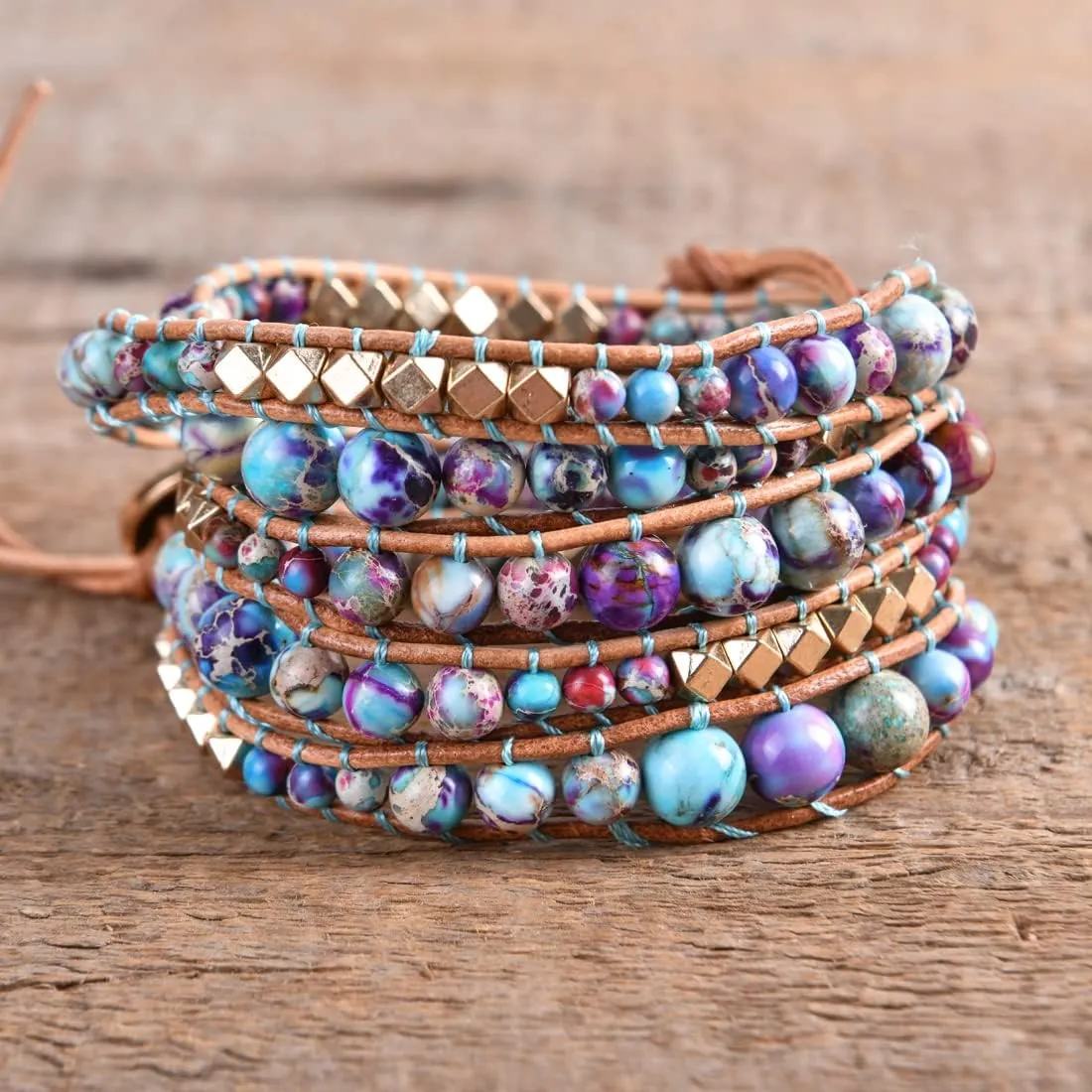 YGLINE Natural Stone Wrap Bracelet for Women Boho Bracelets Healing Crystal Beaded Bracelet Adjustable 3/5 Wraps Bracelet Handmade Birthday Gifts for Women