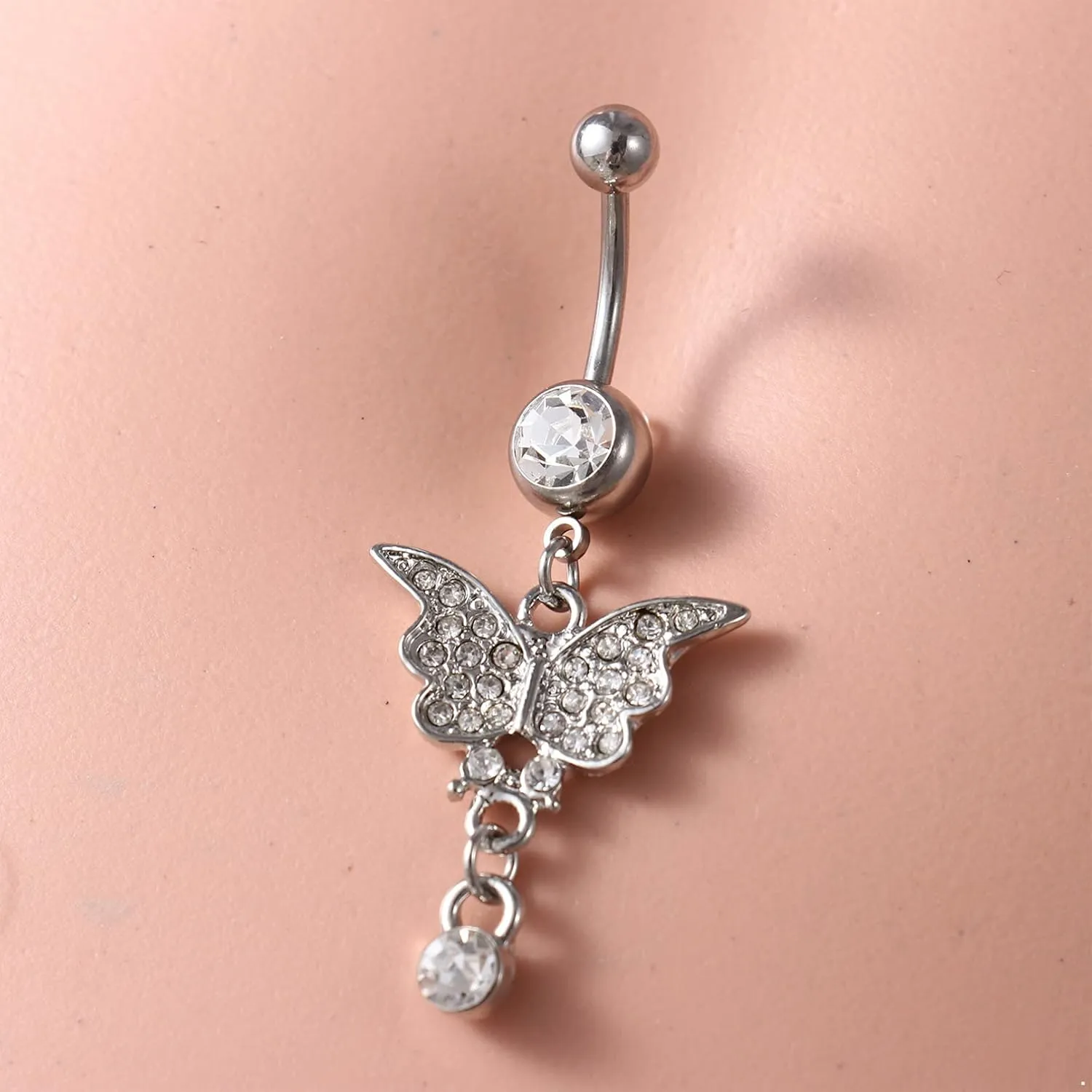 YiZYiF Butterfly Pendant Belly Button Rings Stainless Steel Piercing Jewellery