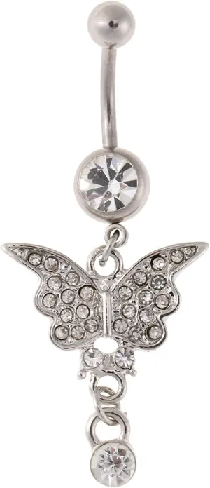 YiZYiF Butterfly Pendant Belly Button Rings Stainless Steel Piercing Jewellery