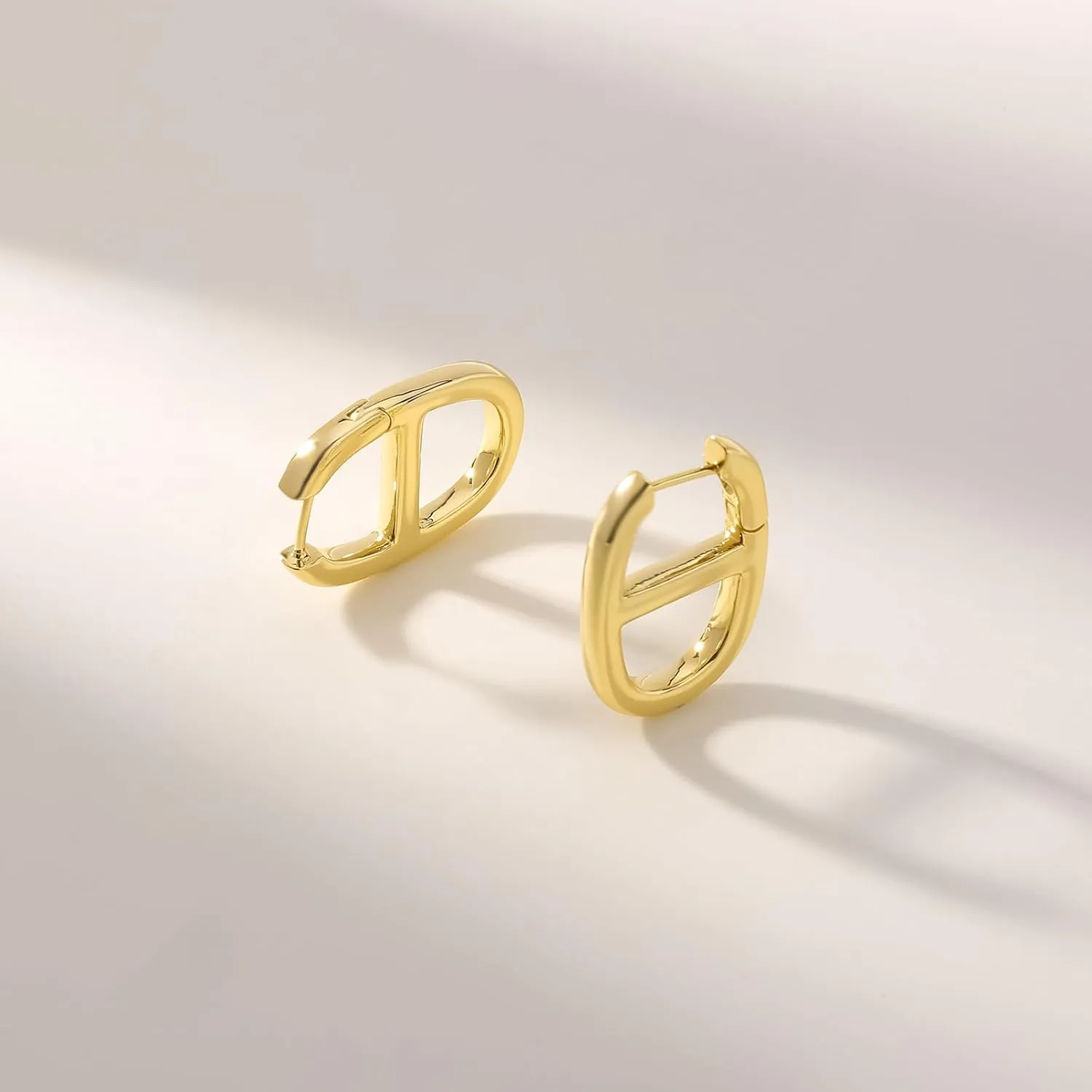 Zaano 14K Gold Plated Hoop Earrings for Women Girls 925 Sterling Silver Post  Large Small Twisted Chunky Thick CZ Hoop Square 