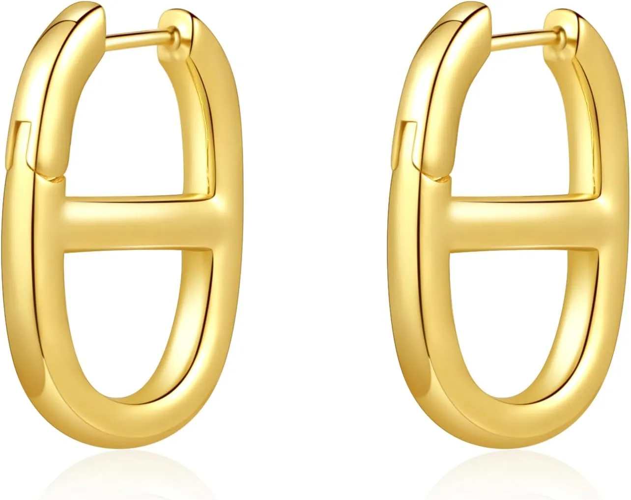 Zaano 14K Gold Plated Hoop Earrings for Women Girls 925 Sterling Silver Post  Large Small Twisted Chunky Thick CZ Hoop Square 