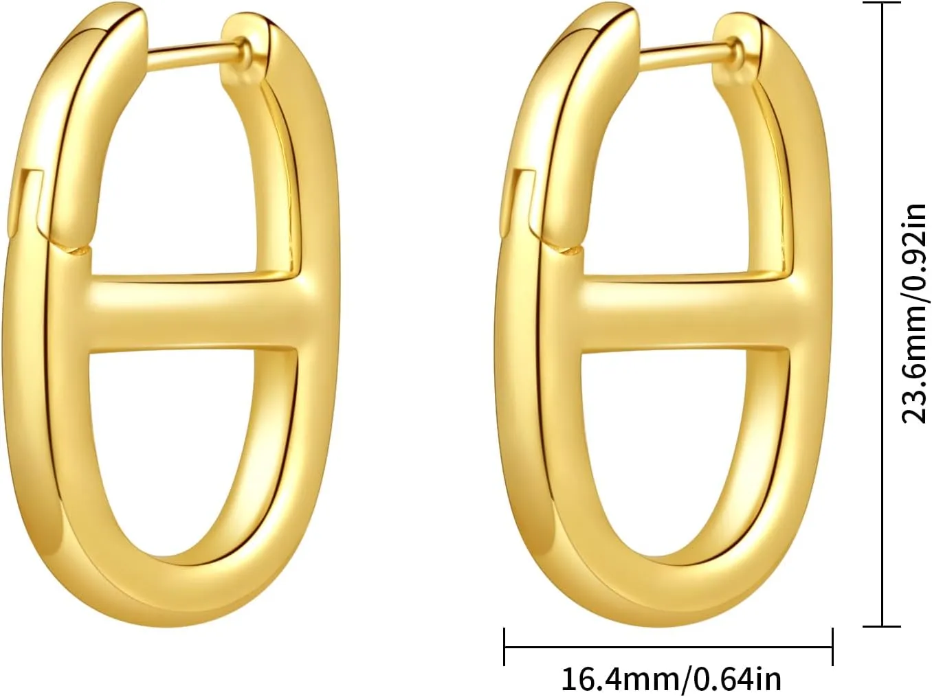 Zaano 14K Gold Plated Hoop Earrings for Women Girls 925 Sterling Silver Post  Large Small Twisted Chunky Thick CZ Hoop Square 