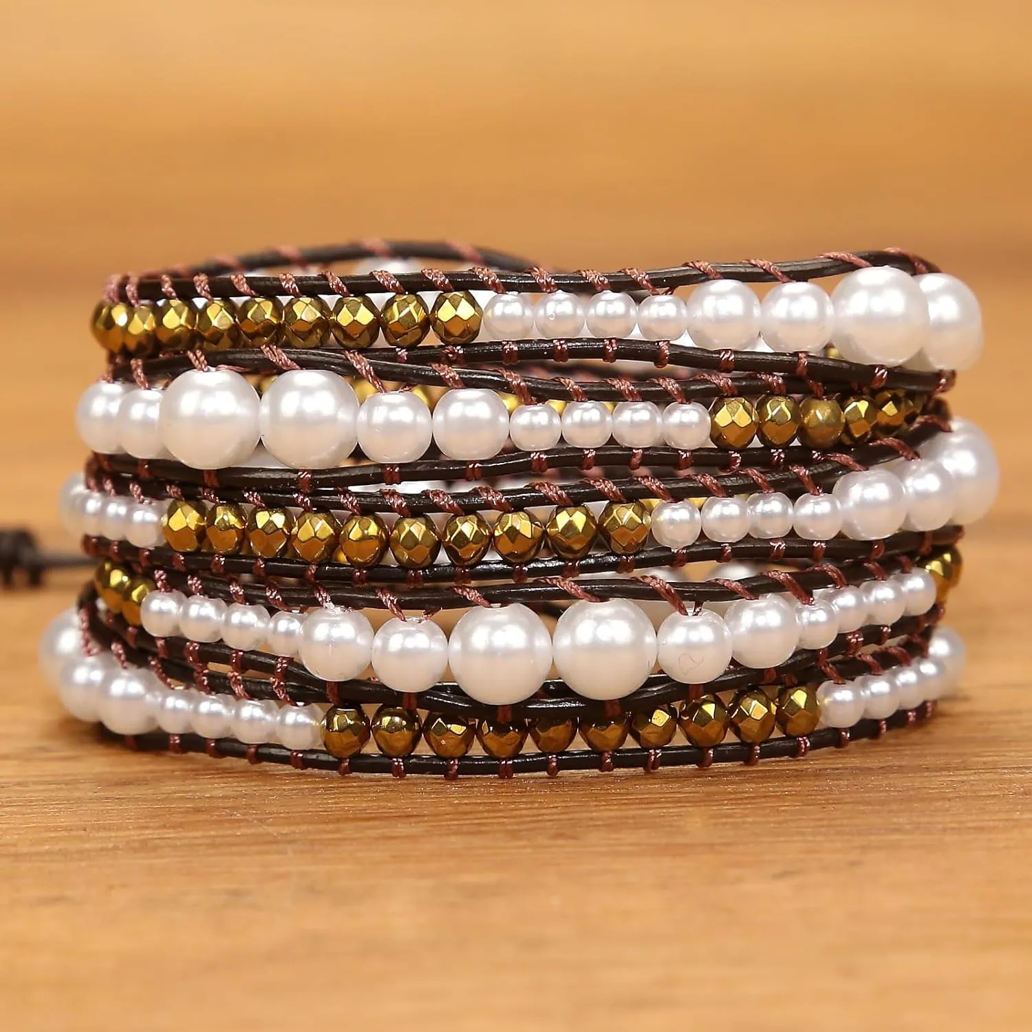 ZOSOJONA Wrap Bracelet For Women/Men | Adjustable Multilayer Genuine Leather Handmade Boho Nature Stone Beaded Bracelets