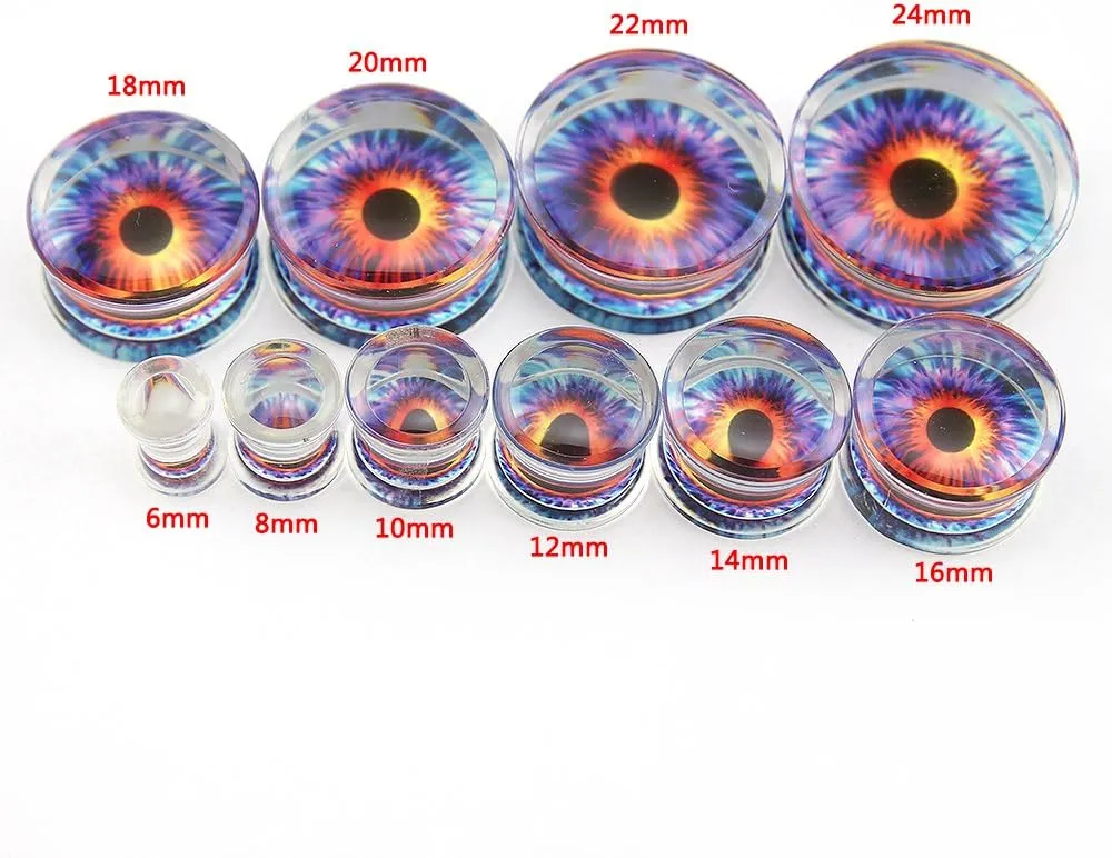 ZS Acrylic Transparent Purple Eyeball Fashion Ear Plugs Tunnel Expander Gauges Piercing