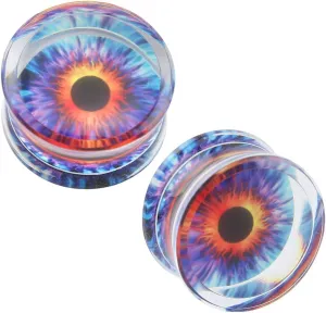 ZS Acrylic Transparent Purple Eyeball Fashion Ear Plugs Tunnel Expander Gauges Piercing