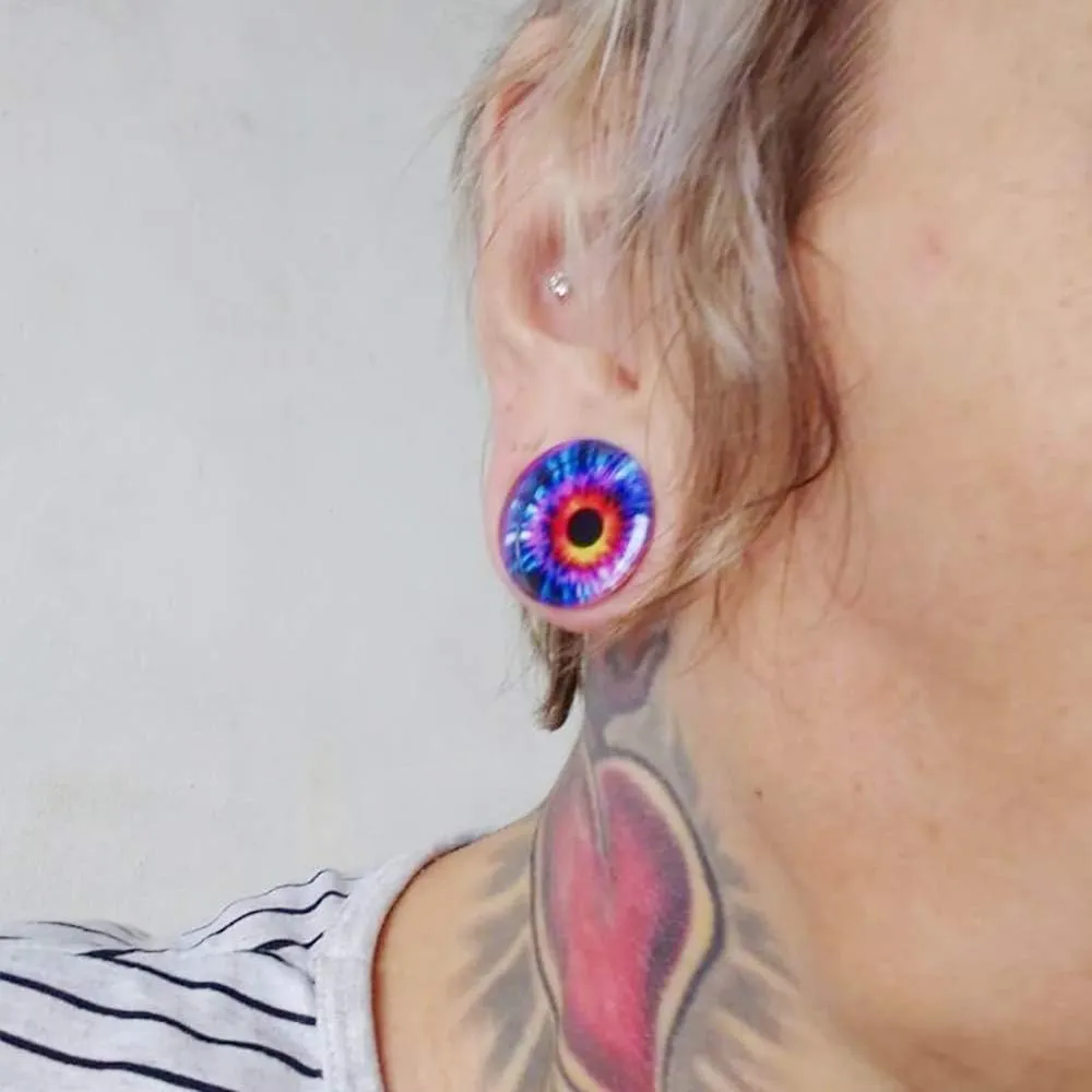 ZS Acrylic Transparent Purple Eyeball Fashion Ear Plugs Tunnel Expander Gauges Piercing
