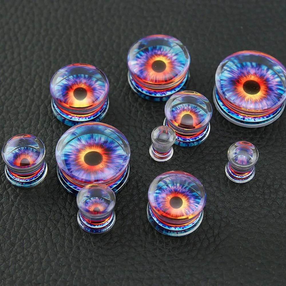 ZS Acrylic Transparent Purple Eyeball Fashion Ear Plugs Tunnel Expander Gauges Piercing