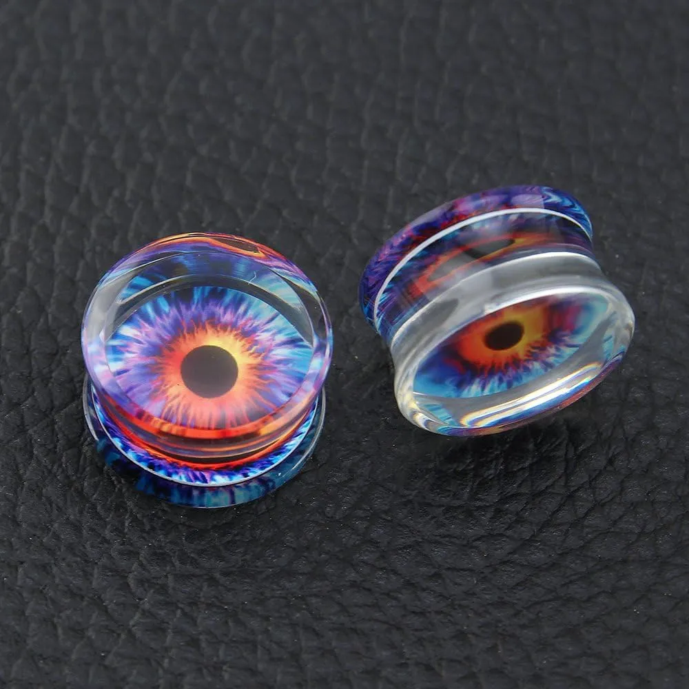 ZS Acrylic Transparent Purple Eyeball Fashion Ear Plugs Tunnel Expander Gauges Piercing