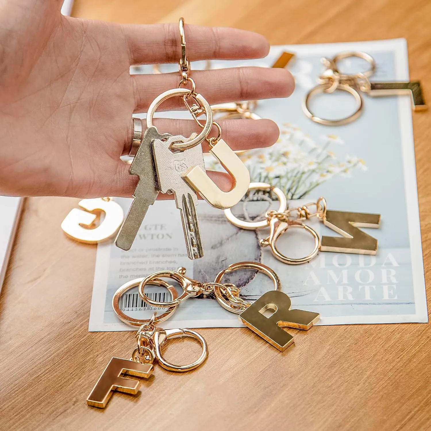 Zugzwang Key Chains Women - Cute Keychain for Car Keys, Gold Letter A-Z Keychains for Women