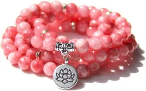 ZZSRJ Buddhist 108 Bead Bracelet Ladies Yoga Prayer Lotus 8mm Stone Bead Bracelet (Metal Color : 9, Size : ONE)